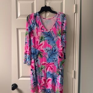 Lilly Pulitzer Pink and Blue Floral V-Neck Top